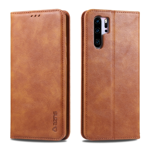 

For Huawei P30 Pro AZNS Retro Texture Magnetic Horizontal Flip PU Leather Case with Holder & Card Slots & Photo Frame(Yellow)