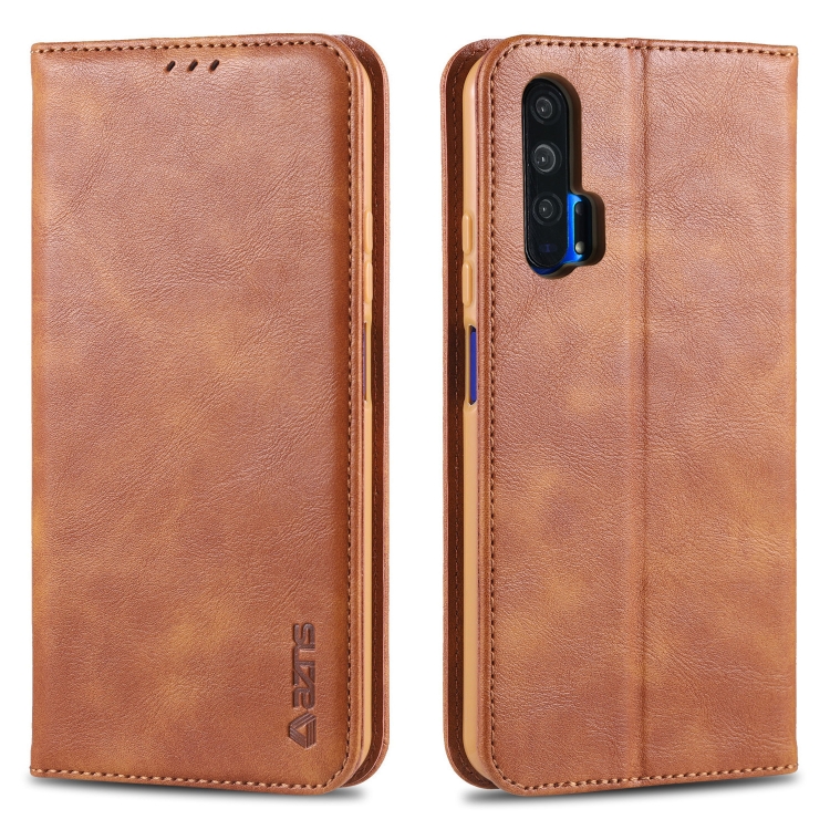 

For Huawei Honor 20 Pro AZNS Retro Texture Magnetic Horizontal Flip PU Leather Case with Holder & Card Slots & Photo Frame(Yellow)