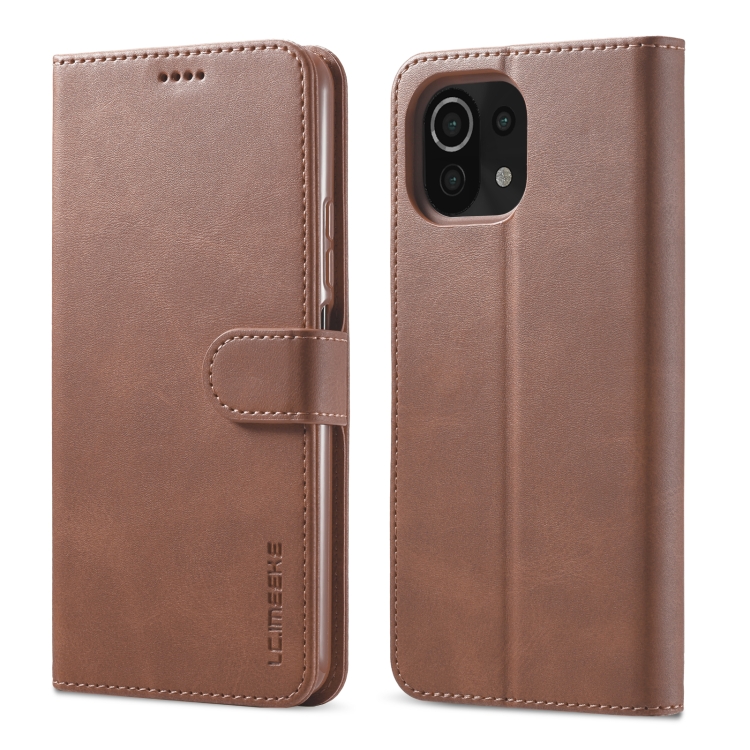 

For Xiaomi Mi 11 Lite LC.IMEEKE Calf Texture Horizontal Flip Leather Case, with Holder & Card Slots & Wallet(Coffee)