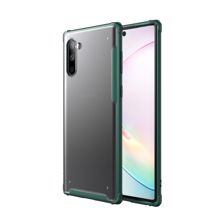 

For Galaxy Note 10 Four Corners Anti-Fall Acrylic +TPU Transparent Frosted Armor Protective Case(Green)