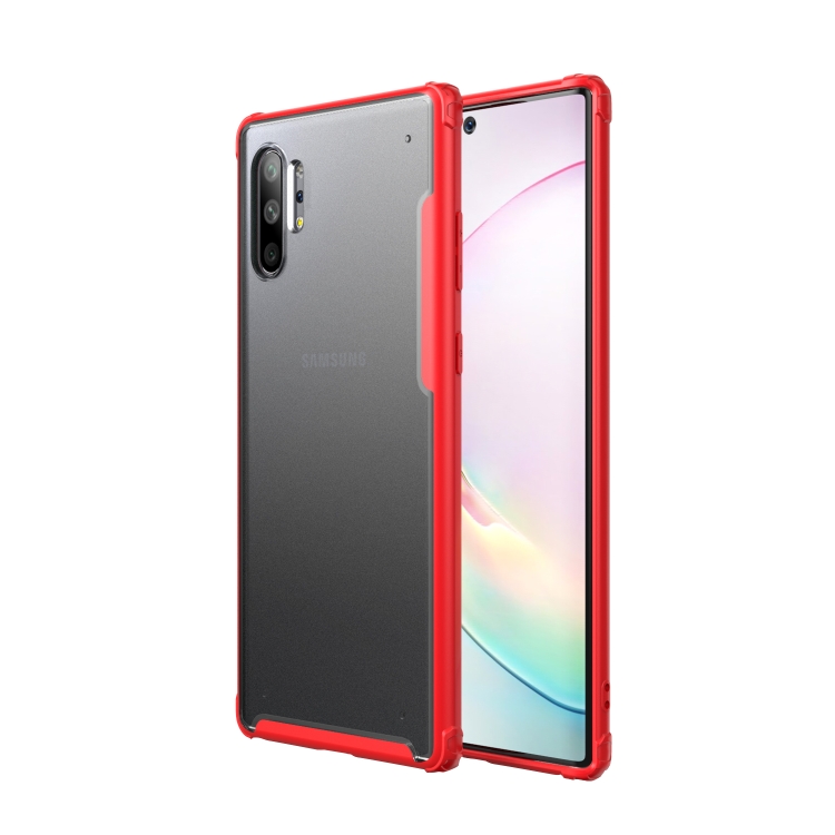 

For Galaxy Note 10+ Four Corners Anti-Fall Acrylic +TPU Transparent Frosted Armor Protective Case(Red)
