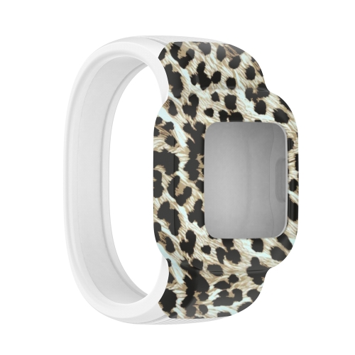

For Garmin Vivofit JR3 No Buckle Silicone Printing Replacement Watchband, Size:S(Leopard)