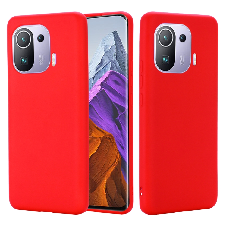 

For Xiaomi Mi 11 Pro Solid Color Liquid Silicone Dropproof Full Coverage Protective Case(Red)