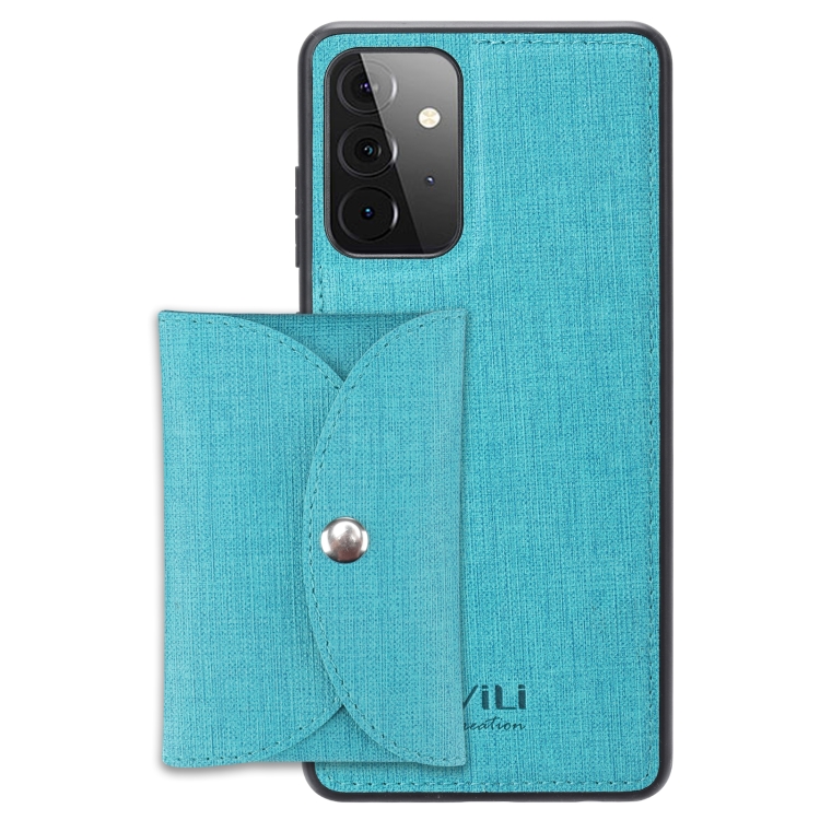 

For Samsung Galaxy A52 5G ViLi T Series TPU + PU Woven Fabric Magnetic Protective Case with Wallet(Blue)