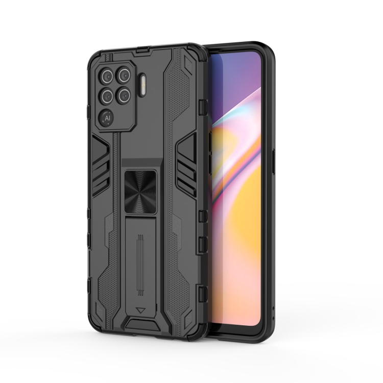 

For OPPO A94 Supersonic PC + TPU Shock-proof Protective Case with Holder(Black)