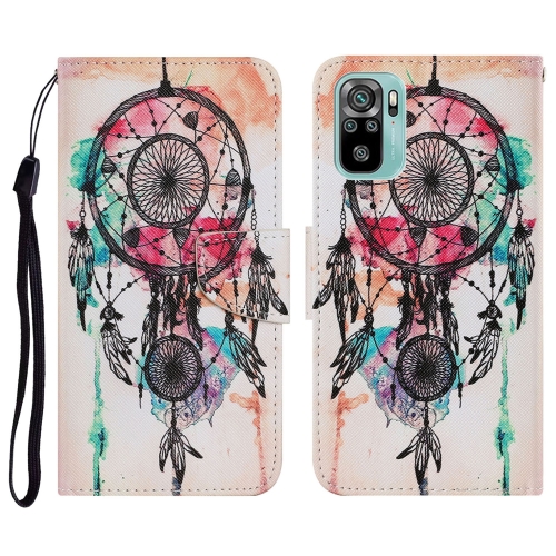 

For Xiaomi Redmi Note 10 4G Coloured Drawing Pattern Horizontal Flip PU Leather Case with Holder & Card Slots & Wallet & Lanyard(Wind Chimes)