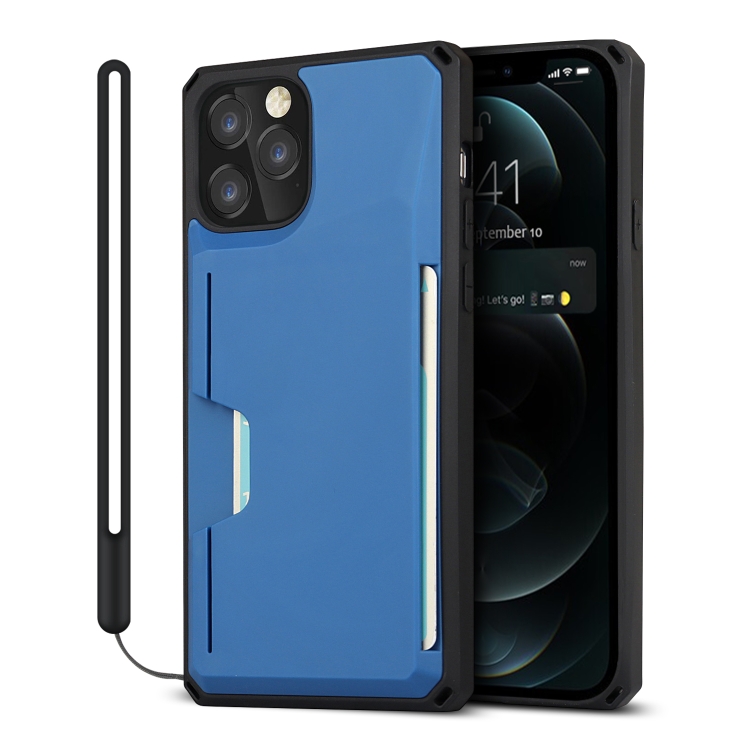

Armor Shockproof TPU + PC Hard Case with Card Slot Holder Funtion For iPhone 12 / 12 Pro(Black Blue)
