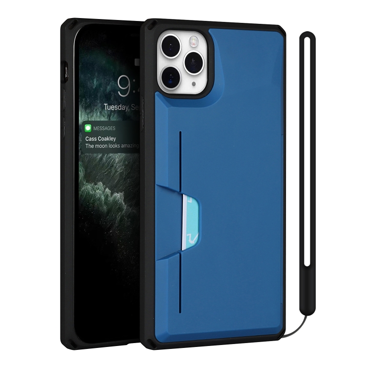

Armor Shockproof TPU + PC Hard Case with Card Slot Holder Funtion For iPhone 11 Pro Max(Black Blue)