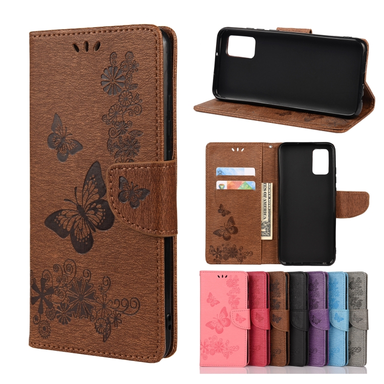 

For Samsung Galaxy A02s (EU Version) Butterflies Embossing Horizontal Flip Leather Case with Holder & Card Slots & Wallet(Brown)