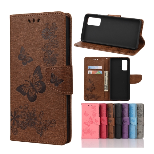 

For Samsung Galaxy A72 5G / 4G Butterflies Embossing Horizontal Flip Leather Case with Holder & Card Slots & Wallet(Brown)