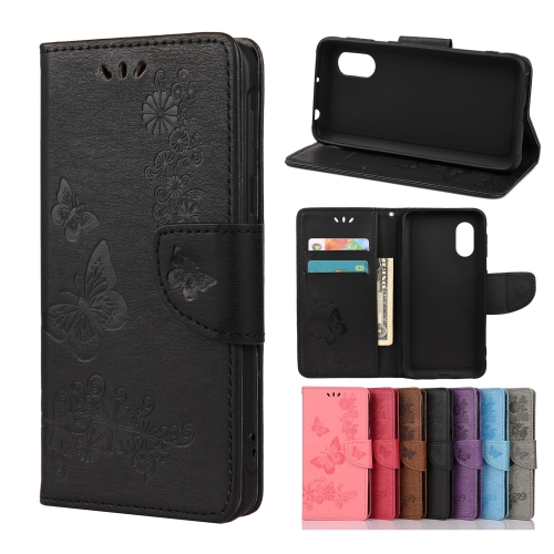 

For Samsung Galaxy Xcover 5 Butterflies Embossing Horizontal Flip Leather Case with Holder & Card Slots & Wallet(Black)