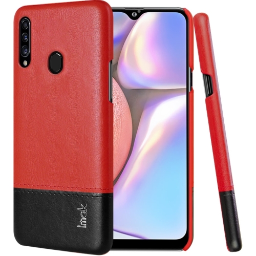

For Galaxy A20s Ruiyi Series Concise Slim PU + PC Protective Case With Explosion-Proof Membrane(Red Black)