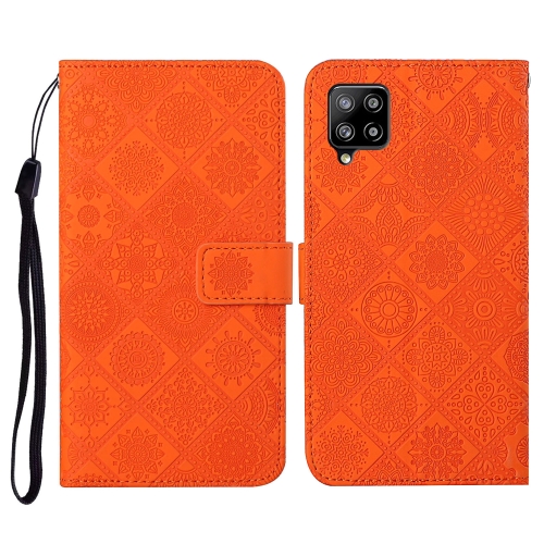 

For Samsung Galaxy A22 4G Ethnic Style Embossed Pattern Horizontal Flip Leather Case with Holder & Card Slots & Wallet & Lanyard(Orange)