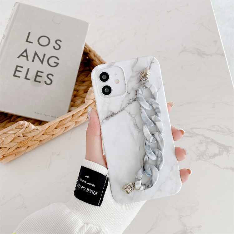 

Marble Pattern Shockproof Protective Case with Bracelet For iPhone 11 Pro(White)