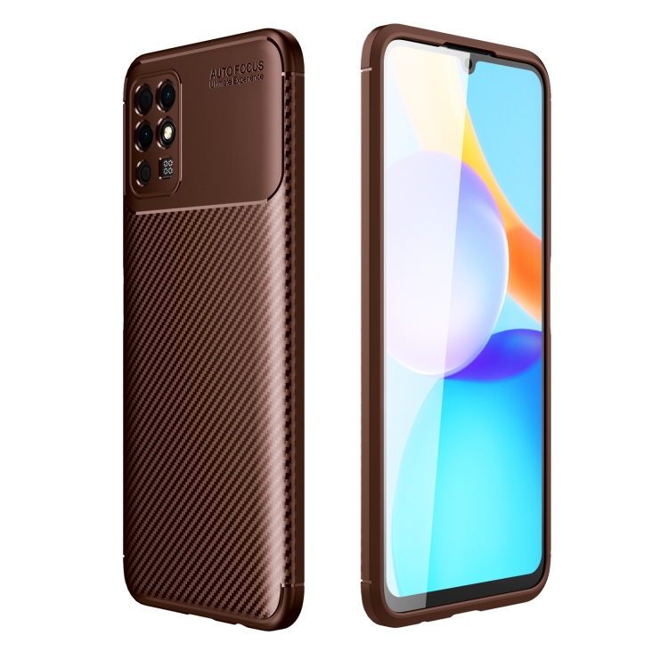 

For Honor Play 5T Carbon Fiber Texture Shockproof TPU Case(Brown)