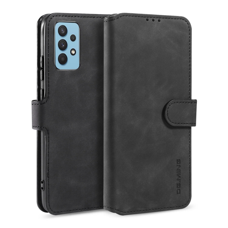 

For Samsung Galaxy A32 4G DG.MING Retro Oil Side Horizontal Flip Leather Case with Holder & Card Slots & Wallet(Black)