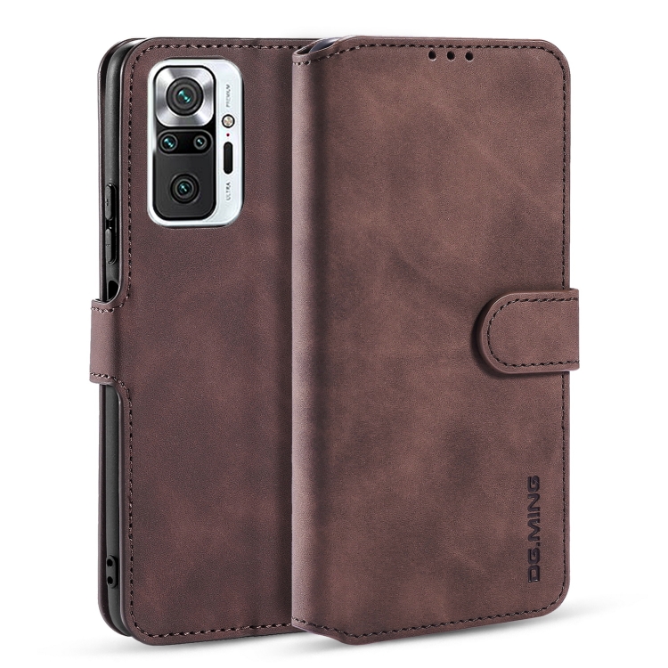 

For Xiaomi Redmi Note 10 Pro DG.MING Retro Oil Side Horizontal Flip Leather Case with Holder & Card Slots & Wallet(Coffee)
