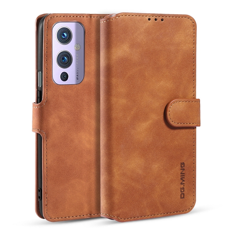 

For OnePlus 9 DG.MING Retro Oil Side Horizontal Flip Leather Case with Holder & Card Slots & Wallet(Brown)