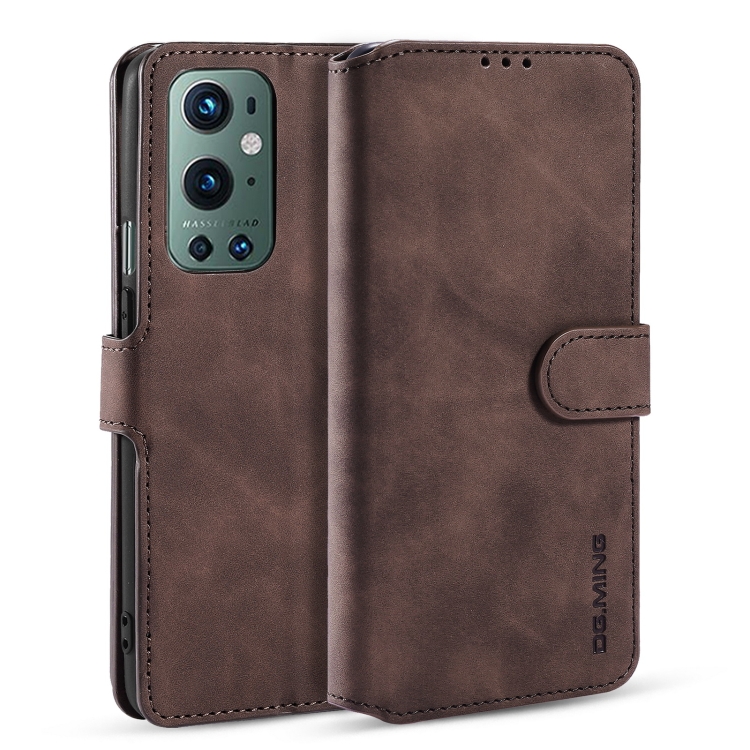 

For OnePlus 9 Pro DG.MING Retro Oil Side Horizontal Flip Leather Case with Holder & Card Slots & Wallet(Coffee)