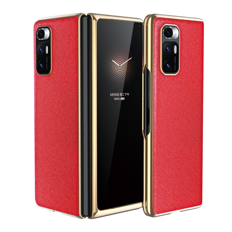 

For Xiaomi Mi Mix Fold Electroplated Leather Texture Protective Case(Red)