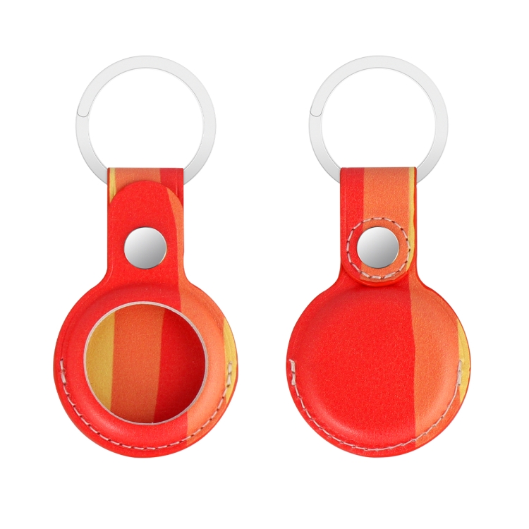 

Rainbow Anti-scratch PU Shockproof Protective Cover Case with Keychain Ring Loop For AirTag(Red Orange Yellow)