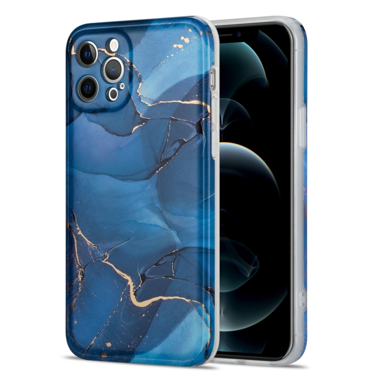 

Glazed Marble Pattern TPU Shockproof Protective Case For iPhone 12(Blue)