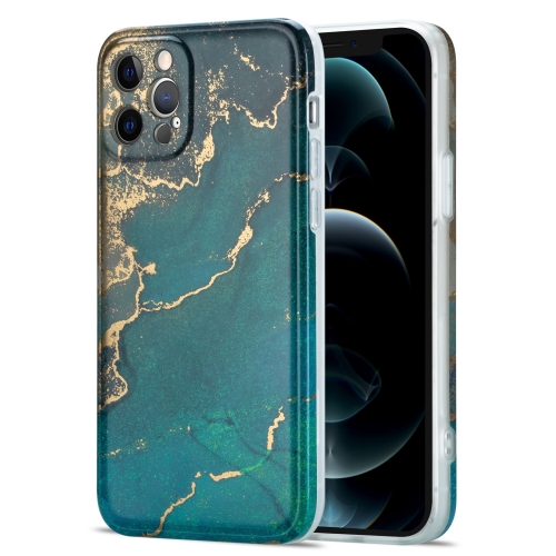 

Glazed Marble Pattern TPU Shockproof Protective Case For iPhone 12 Pro(Cyan)