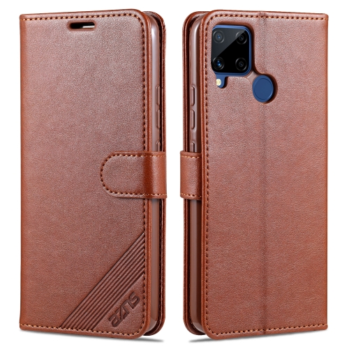 

For OPPO Realme C15 / C12 / C25 / Narzo 30A AZNS Sheepskin Texture Horizontal Flip Leather Case with Holder & Card Slots & Wallet(Brown)