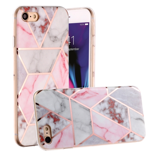 

For iPhone SE 2020 & 8 & 7 Hot Stamping Geometric Marble IMD Craft TPU Protective Case(Hexagon)