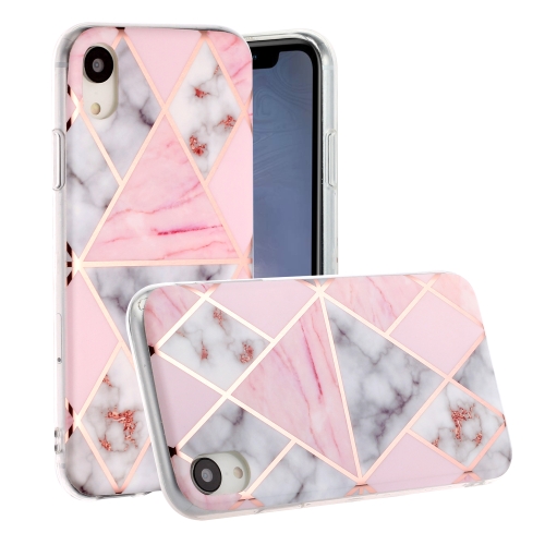 

For iPhone XR Hot Stamping Geometric Marble IMD Craft TPU Protective Case(Rhombus)