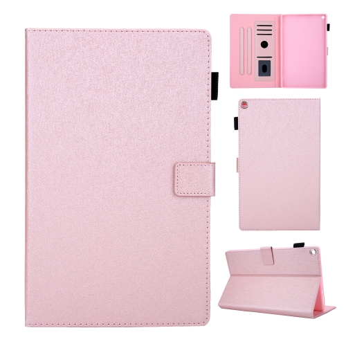 

Hair Silky Texture Solid Color Horizontal Flip Leather Case with Holder & Card Slots & Photo Frame & Anti-Skid Strip For Amazon Kindle Fire HD10 2015 / 2017 / 2019(Rose Gold)