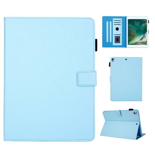 

Hair Silky Texture Solid Color Horizontal Flip Leather Case with Holder & Card Slots & Photo Frame & Anti-Skid Strip For iPad 9.7 2018 / 2017(Blue)