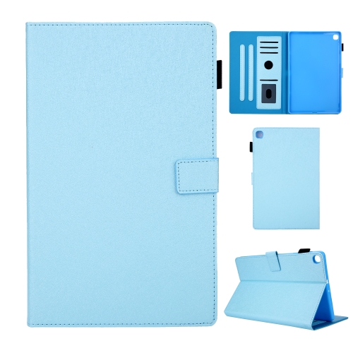 

Hair Silky Texture Solid Color Horizontal Flip Leather Case with Holder & Card Slots & Photo Frame & Anti-Skid Strip For Samsung Galaxy Tab A 10.1 (2019) T510 / T515(Blue)