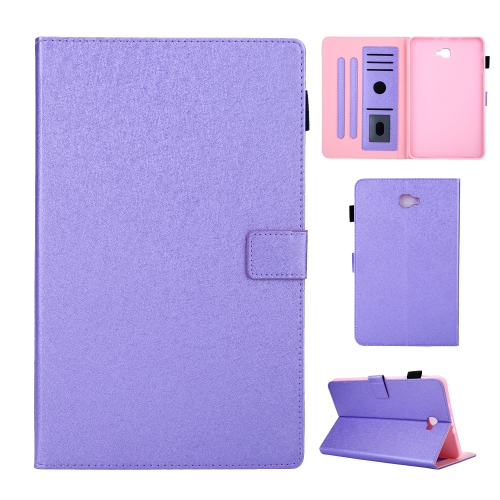 

Hair Silky Texture Solid Color Horizontal Flip Leather Case with Holder & Card Slots & Photo Frame & Anti-Skid Strip For Samsung Galaxy Tab A 10.1 / T580(Purple)