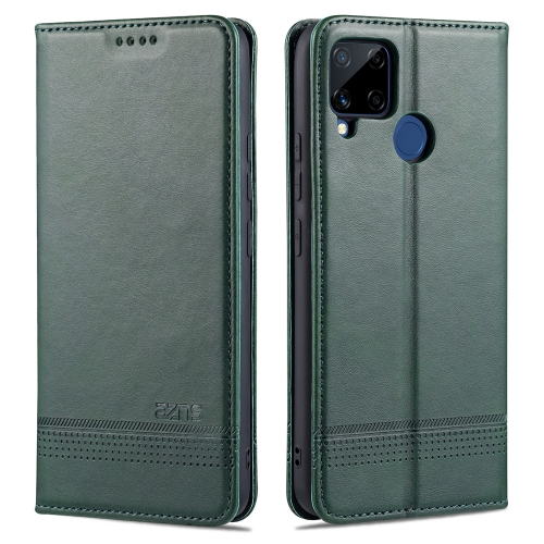 

For OPPO Realme C15 / C12 / C25 / Narzo 30A AZNS Magnetic Calf Texture Horizontal Flip Leather Case with Card Slots & Holder & Wallet(Green)