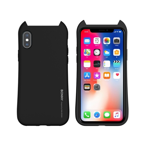

For iPhone X / XS MOLANCANO BONNY Shockproof Solid Color Soft Protective Case(Black)