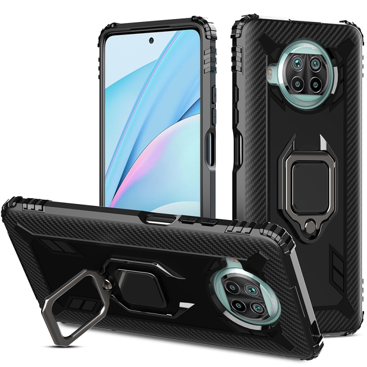 

For Xiaomi Mi 10T Lite 5G / Mi 10i 5G / Redmi Note 9 Pro 5G (CN Version) Carbon Fiber Protective Case with 360 Degree Rotating Ring Holder(Black)