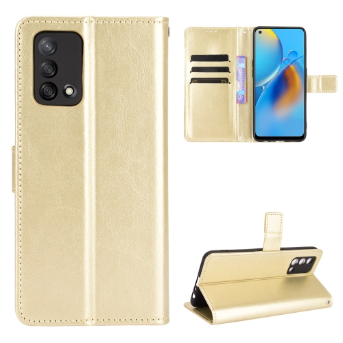 

For OPPO A74 4G / F19 4G Crazy Horse Texture Horizontal Flip Leather Case with Holder & Card Slots & Lanyard(Gold)