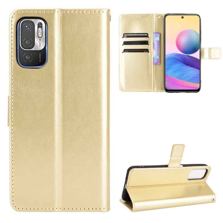 

For Xiaomi Redmi Note 10 5G Crazy Horse Texture Horizontal Flip Leather Case with Holder & Card Slots & Lanyard(Gold)