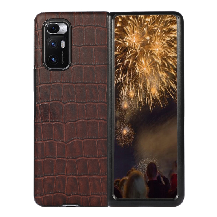 

For Xiaomi Mi Mix Fold Crocodile Texture Leather Folding Protective Case(Brown)