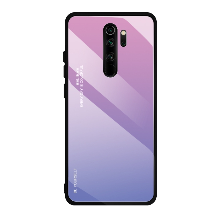 

For Xiaomi Redmi Note 8 Pro Gradient Color Glass Case(Light Purple)