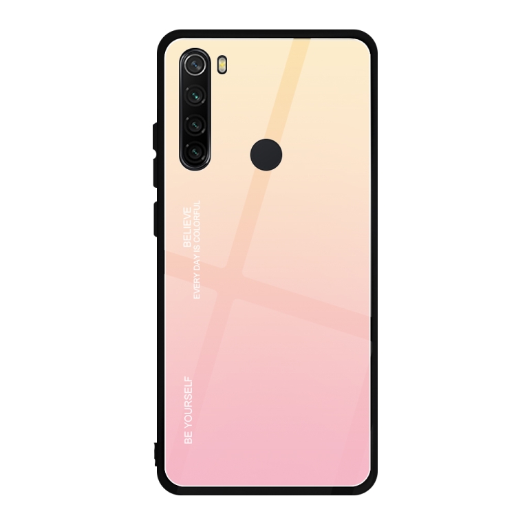 

For Xiaomi Redmi Note 8 Gradient Color Glass Case(Pink)