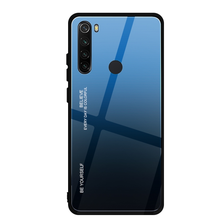 

For Xiaomi Redmi Note 8 Gradient Color Glass Case(Blue)