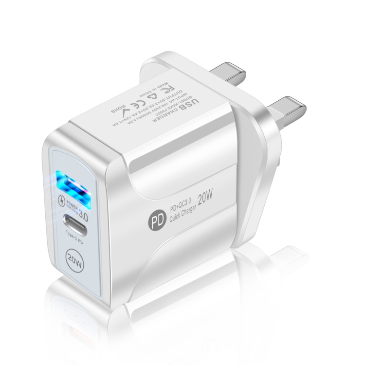 

FLOVEME 210BL2007 PD 20W QC3.0 Phone Fast Charger Power Adapter, Plug Type:UK Plug(White)