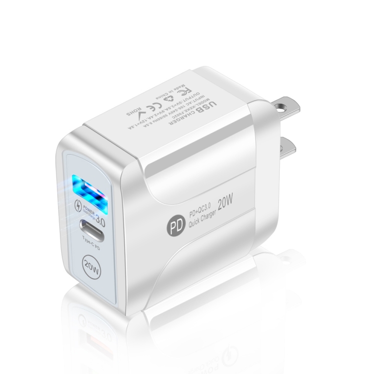 

FLOVEME 210BL2007 PD 20W QC3.0 Phone Fast Charger Power Adapter, Plug Type:US Plug(White)