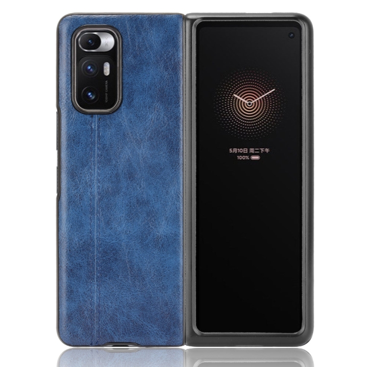 

For Xiaomi Mi Mix Fold Shockproof Sewing Cow Skin Texture PC + PU + TPU Case(Blue)