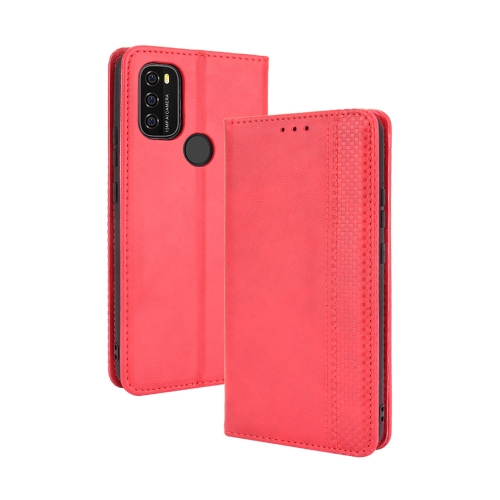 

For Blackview A70 (2021) Magnetic Buckle Retro Crazy Horse Texture Horizontal Flip Leather Case with Holder & Card Slots & Photo Frame(Red)
