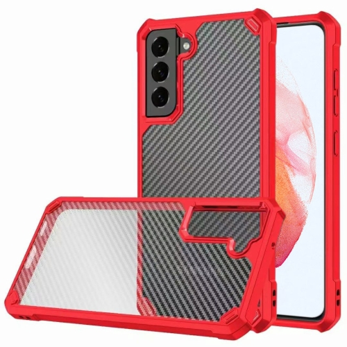 

Carbon Fiber Acrylic Shockproof Protective Case For Samsung Galaxy S21 5G(Red)