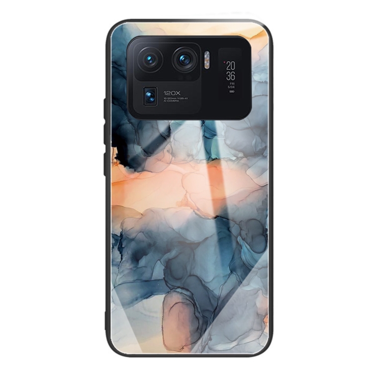 

For Xiaomi Mi 11 Ultra Abstract Marble Pattern Glass Protective Case(Abstract Blue)