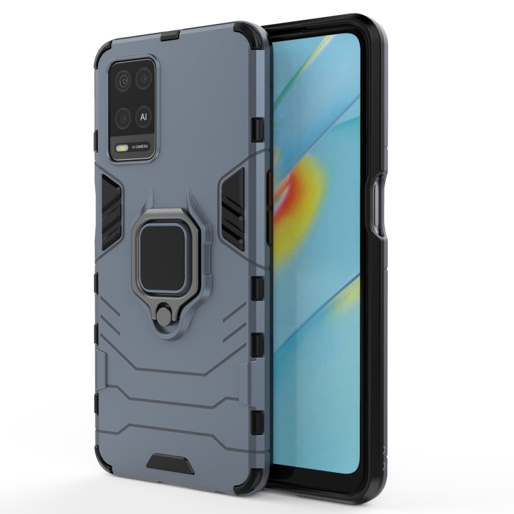 

For OPPO A54 4G Shockproof PC + TPU Protective Case with Magnetic Ring Holder(Navy Blue)